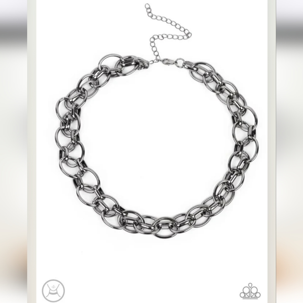 Tough Crowd Black Choker Chain Link Necklace Fashion Jewelry
